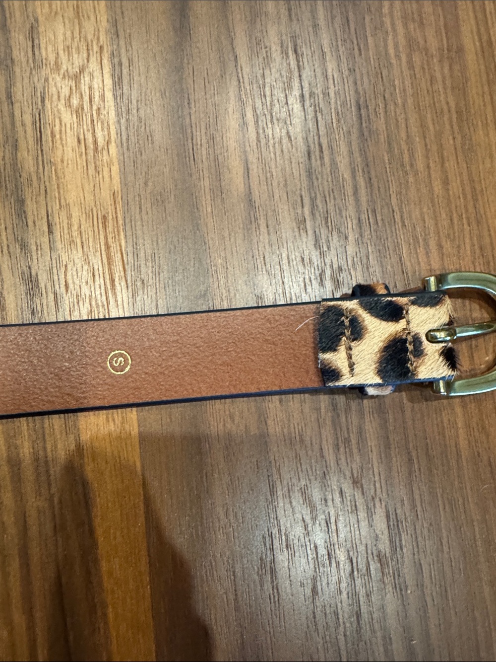 J. Crew Leopard Print calf hair leather belt in size Small with Gold Buckle NWOT - Picture 4 of 7